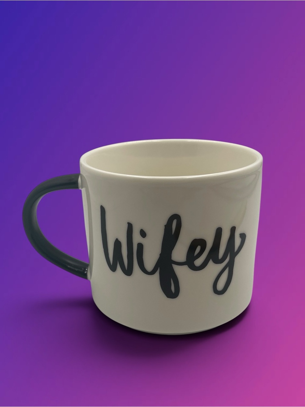 "Wifey" White Ceramic Coffee Mug with Black Cursive Script